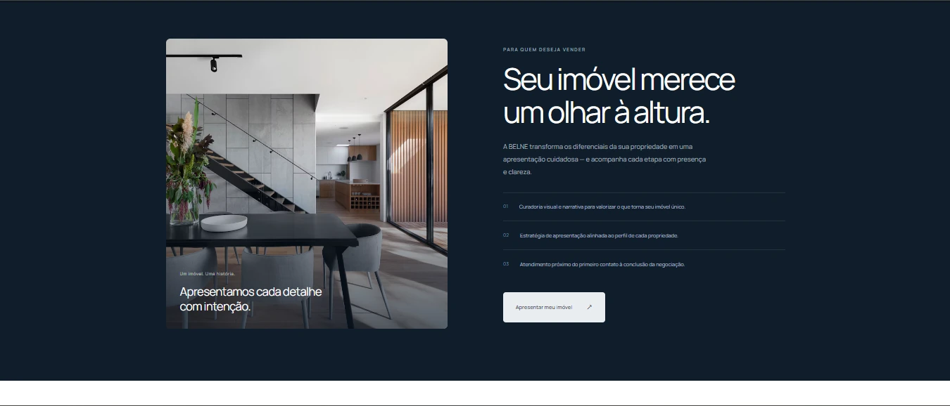 Apresentação dos serviços voltados a quem deseja vender um imóvel.