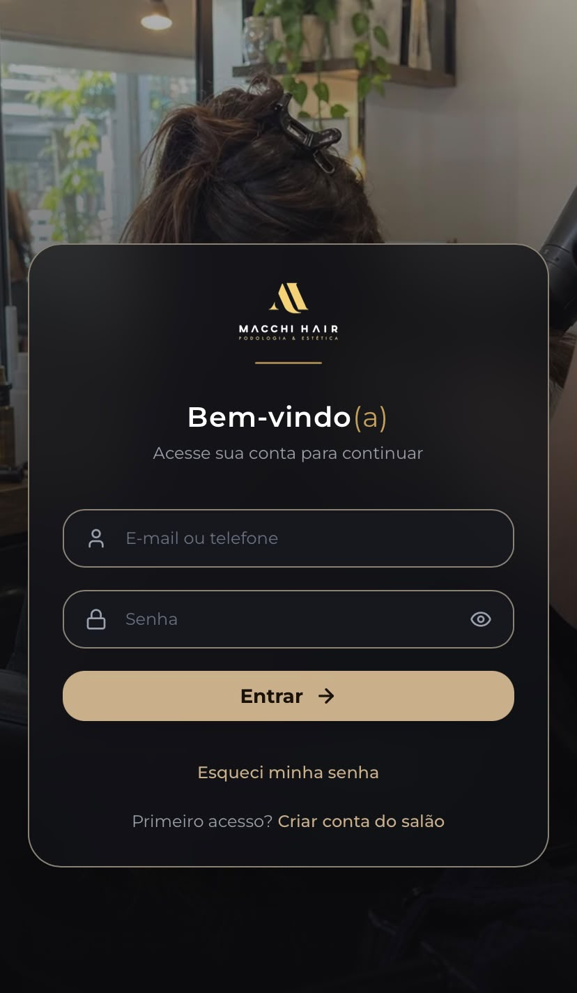 Interface mobile de Macchi Hair
