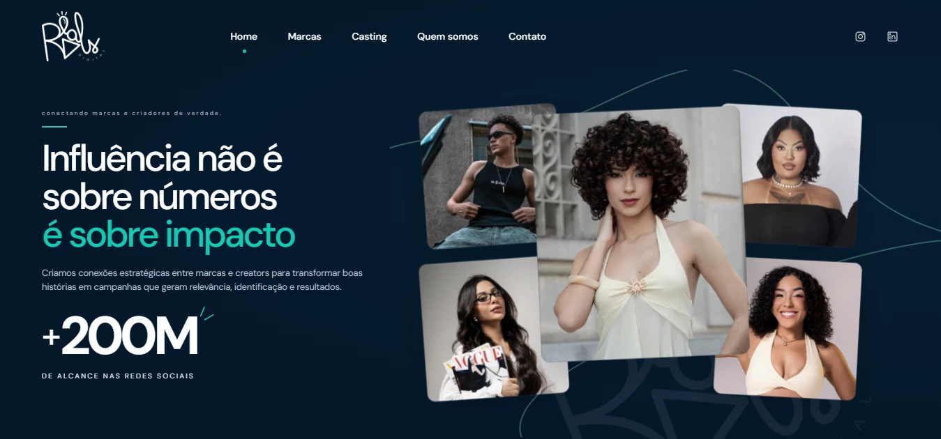 Apresentação da Reals Digital, agência que conecta marcas e creators.