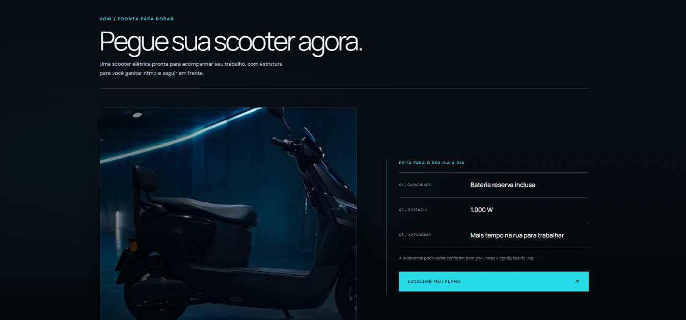 Modelo de scooter, bateria reserva e características.